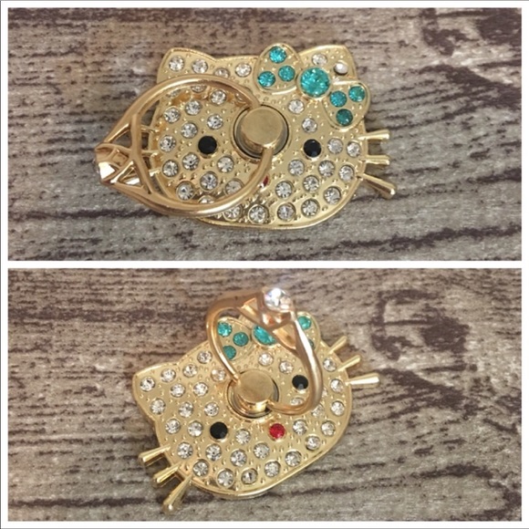 🎀NEW HELLO KITTY Cell Phone Ring Grip Gold NWT - Picture 4 of 8